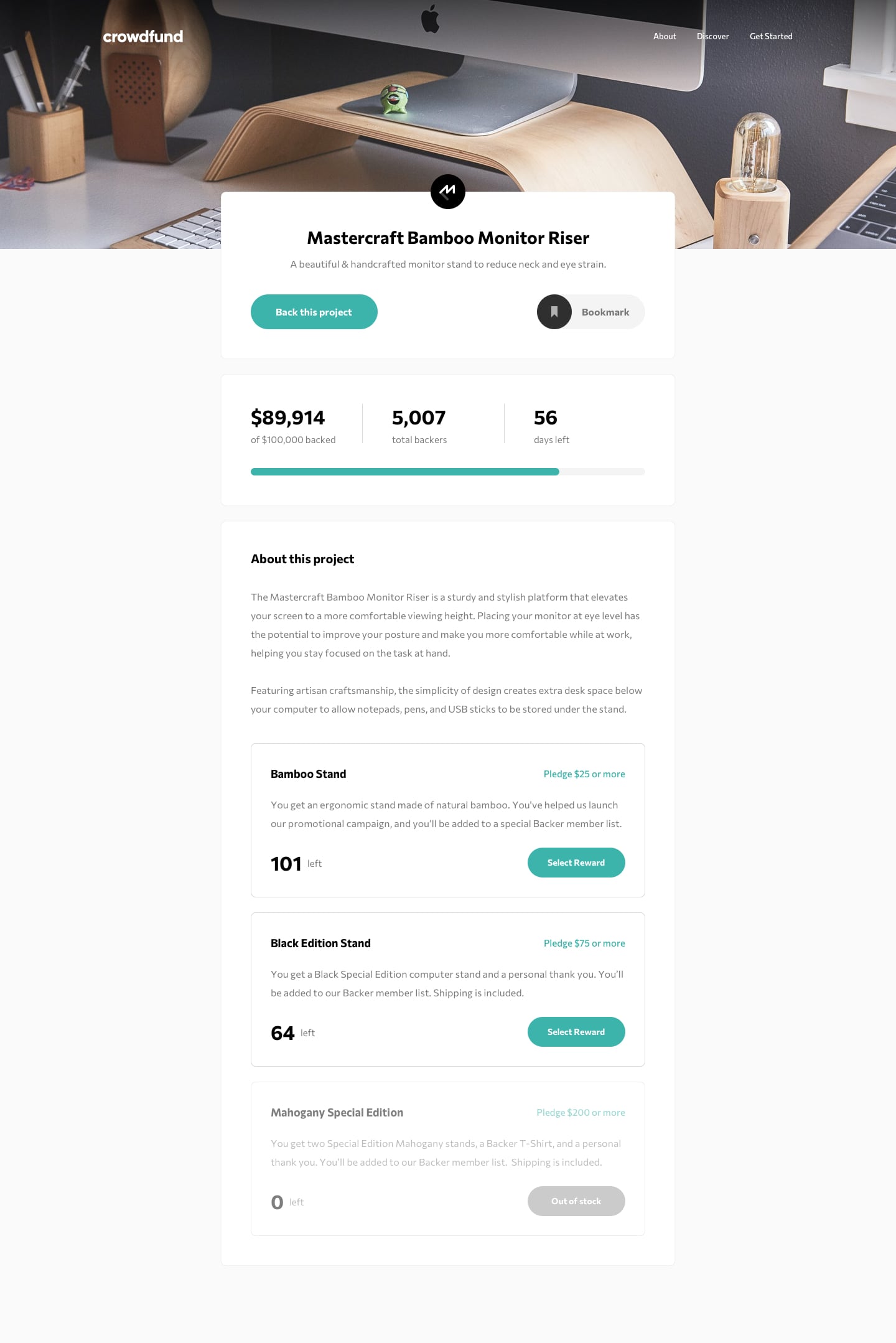 Crowdfunding product page - Project 4